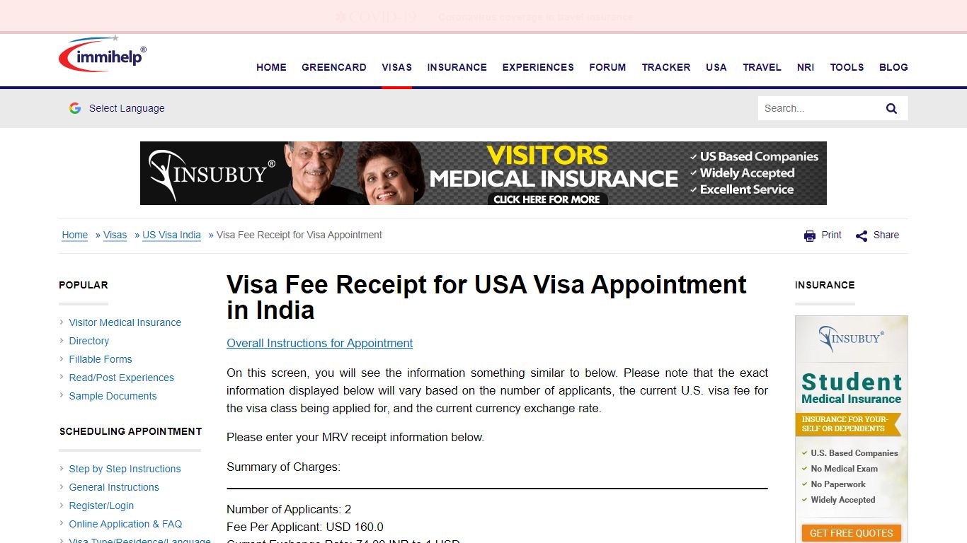 Visa Fee Receipt for USA Visa Appointment in India - Immihelp