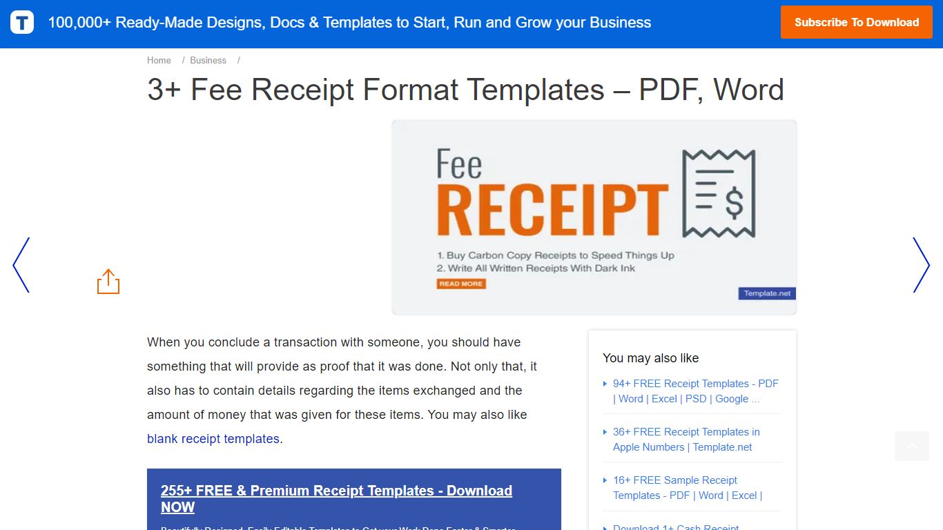 3+ Fee Receipt Format Templates – PDF, Word