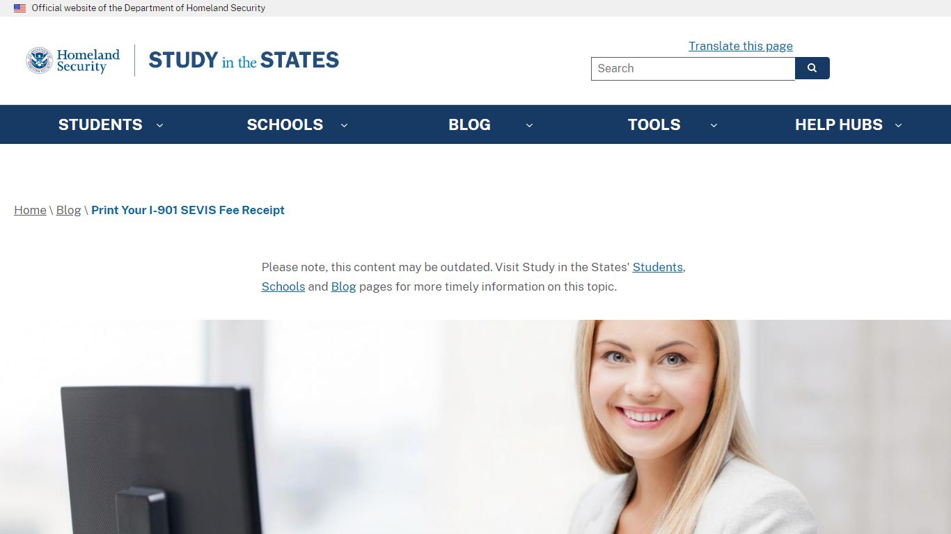 Print Your I-901 SEVIS Fee Receipt | Study in the States - DHS